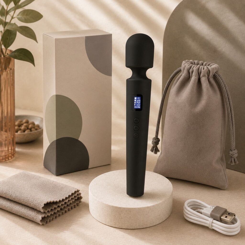 We Wand Large LCD Rechargeable Wand Massager warm premium ecommerce product photo