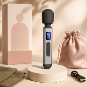 We Wand Medium Aluminum LCD Rechargeable Wand warm premium ecommerce product photo