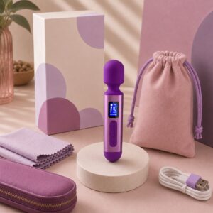 We Wand Small Aluminum LCD Rechargeable Wand warm premium ecommerce product photo