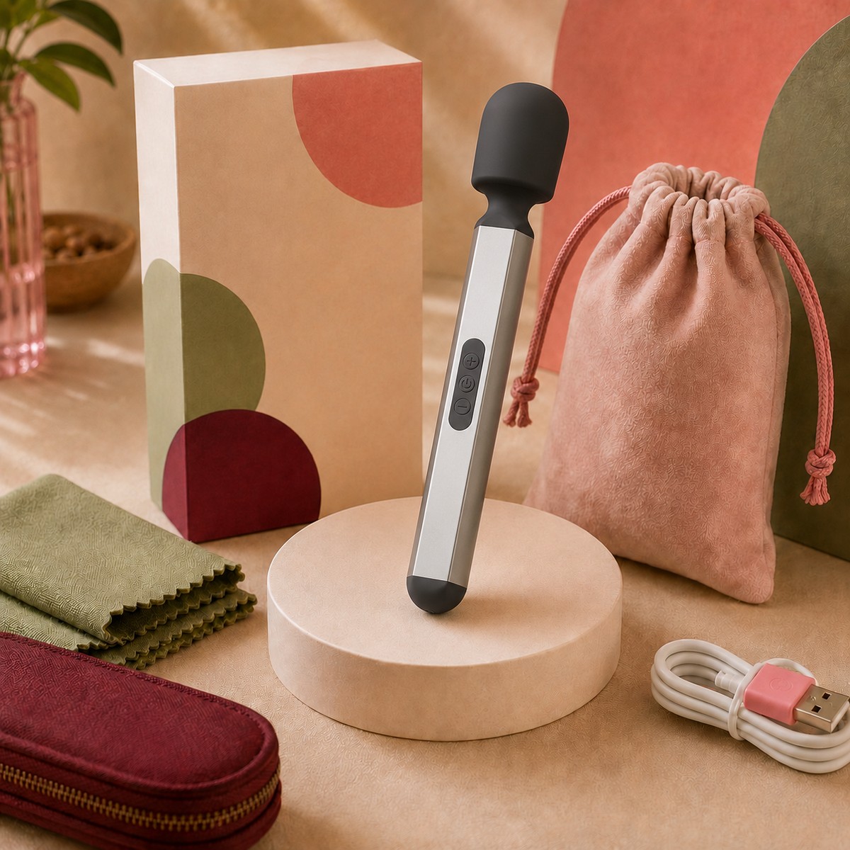 We Wand Large Aluminum Rechargeable Wand Massager warm premium ecommerce product photo
