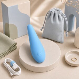We Wand Sky Blue Tapered Rechargeable Massager warm premium ecommerce product photo