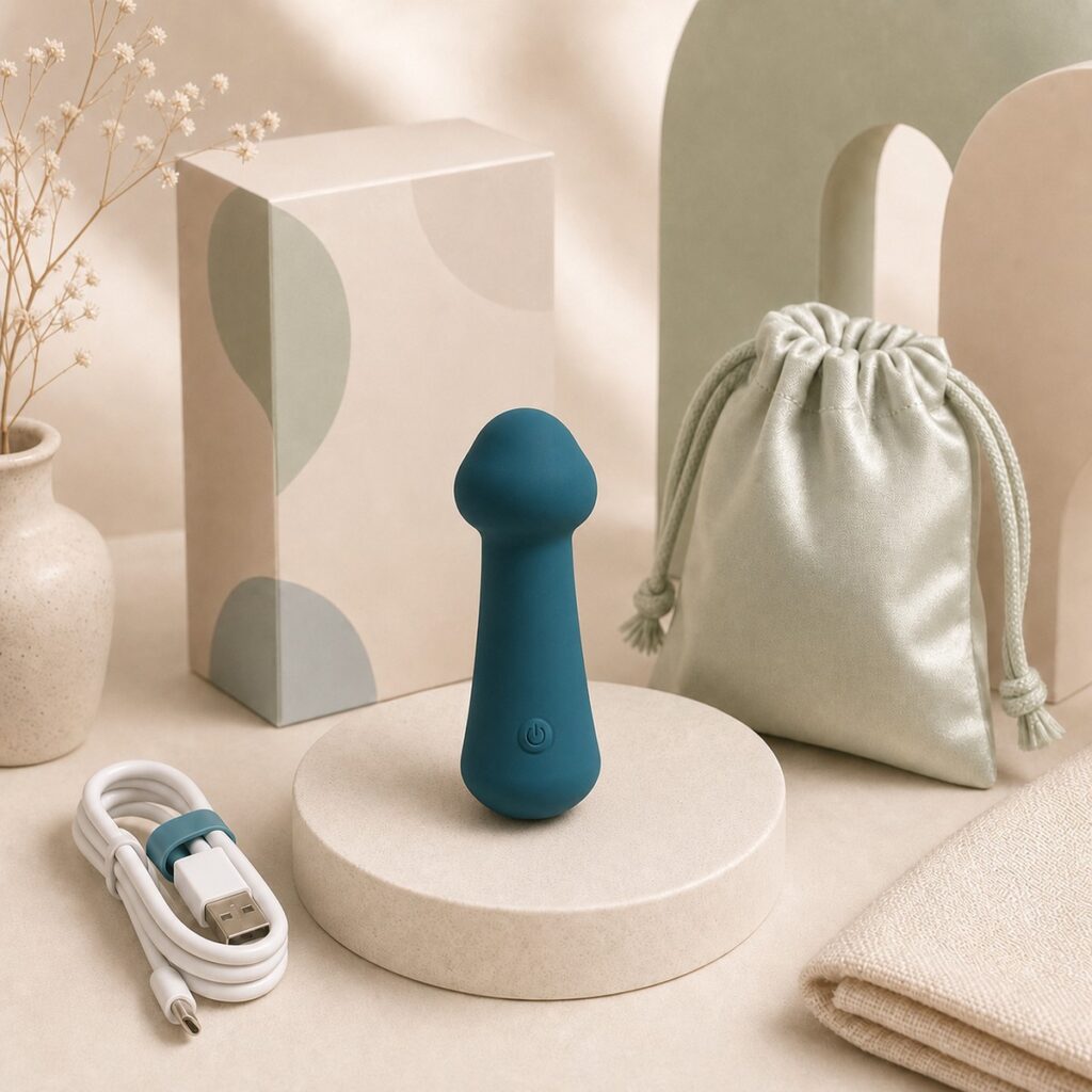 We Wand Deep Teal Mini Rechargeable Wand warm premium ecommerce product photo