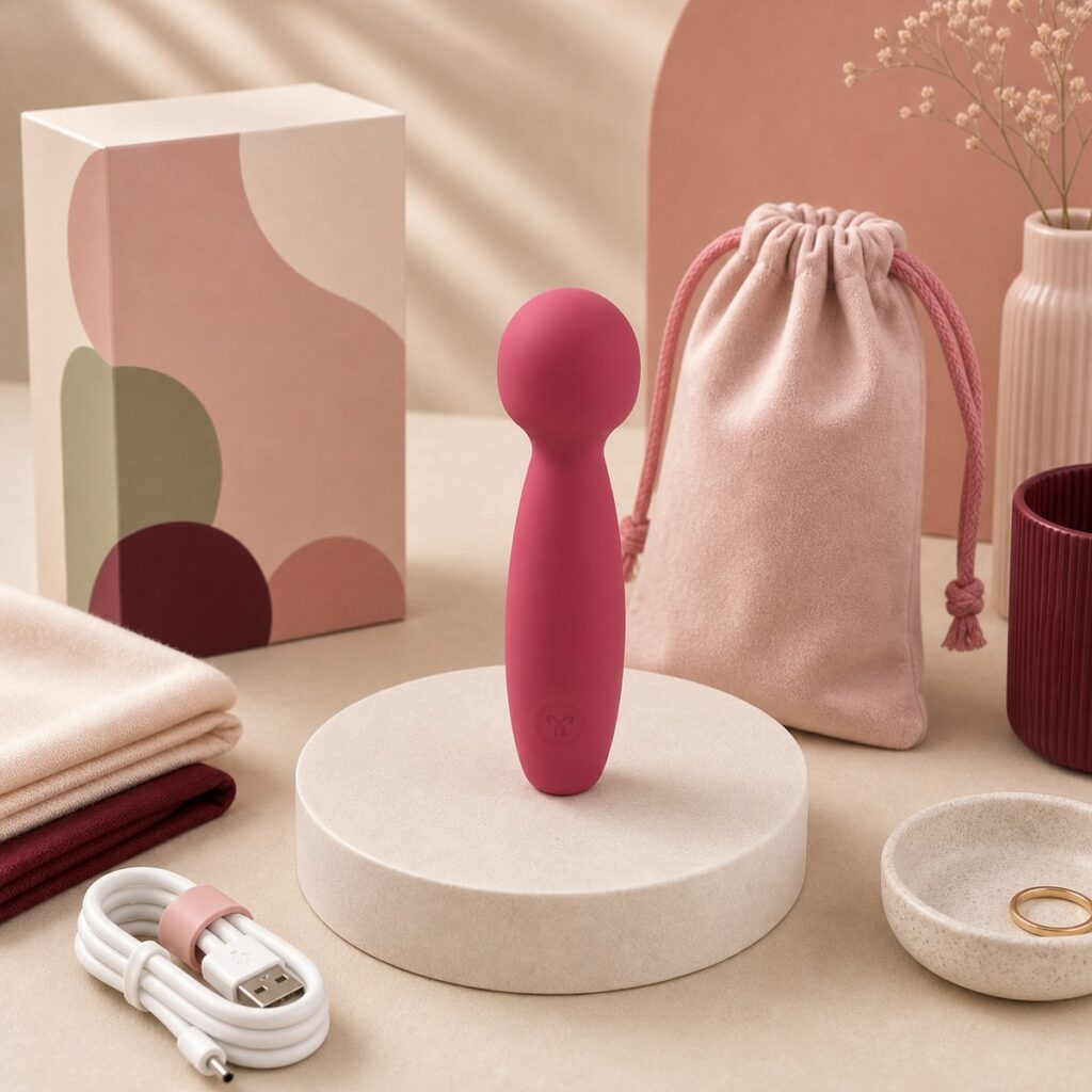 We Wand Rose Mini Rechargeable Wand Massager warm premium ecommerce product photo