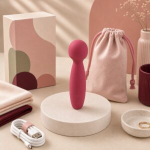 We Wand Rose Mini Rechargeable Wand Massager warm premium ecommerce product photo