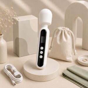 We Wand White Three-Button Rechargeable Wand warm premium ecommerce product photo