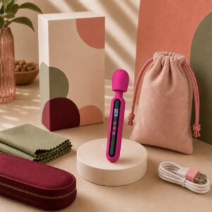 We Wand Medium LCD Rechargeable Wand Vibrator warm premium ecommerce product photo