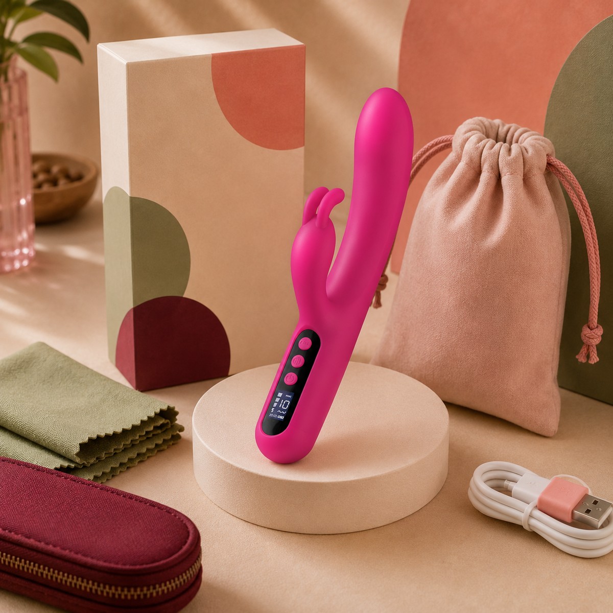 We Wand Rechargeable Curved Rabbit Vibrator warm premium ecommerce product photo