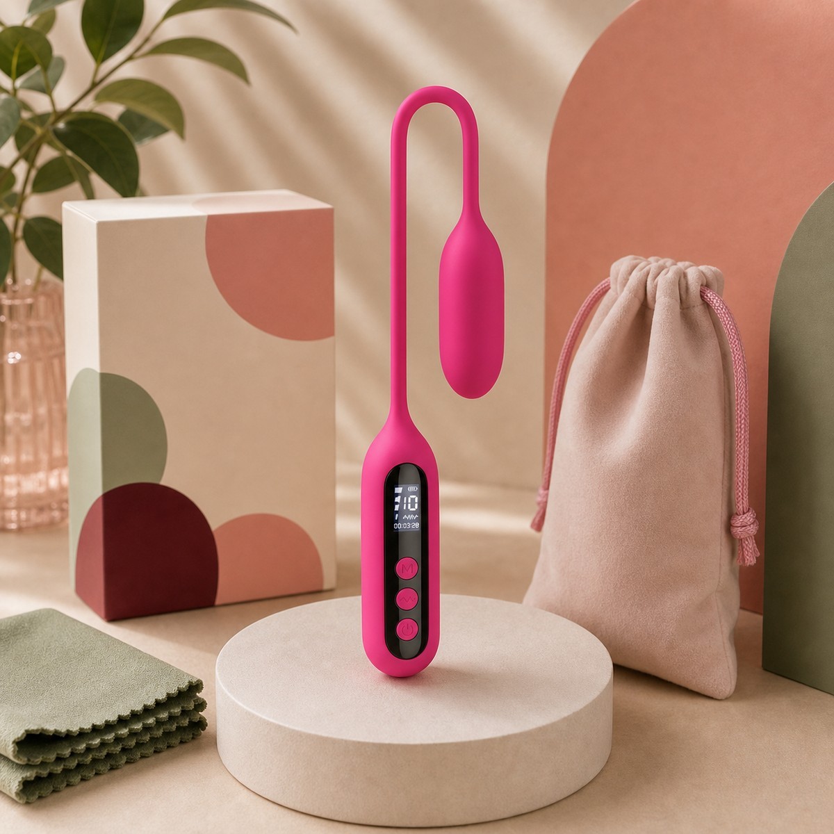 We Wand LCD Rechargeable Egg Vibrator with Retrieval Cord warm premium ecommerce product photo