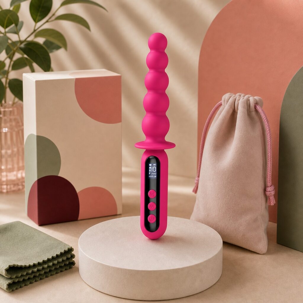 We Wand LCD Rechargeable Beaded Vibrator warm premium ecommerce product photo