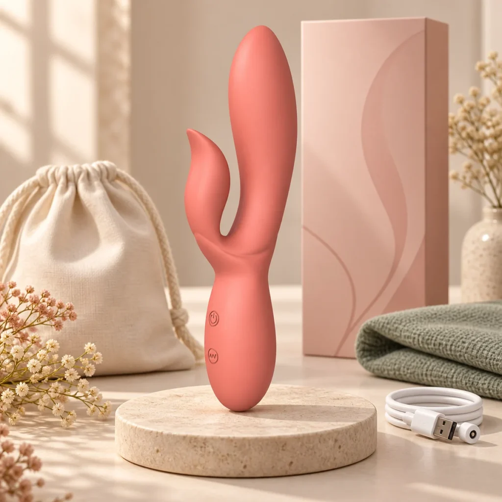 We Wand Rose Dual Stimulation Rabbit Vibrator warm premium ecommerce product photo for We Wand