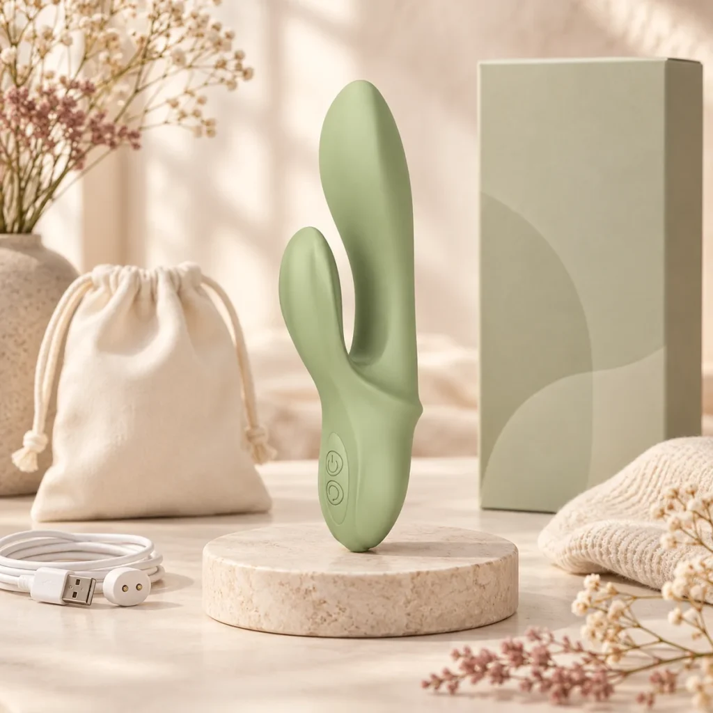 We Wand Sage Dual Stimulation Rabbit Vibrator warm premium ecommerce product photo for We Wand