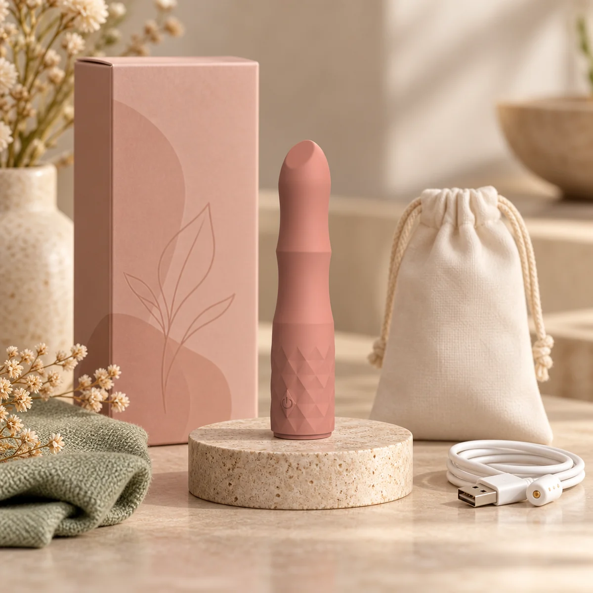 We Wand Rose Compact Rechargeable Vibrator warm premium ecommerce product photo for We Wand